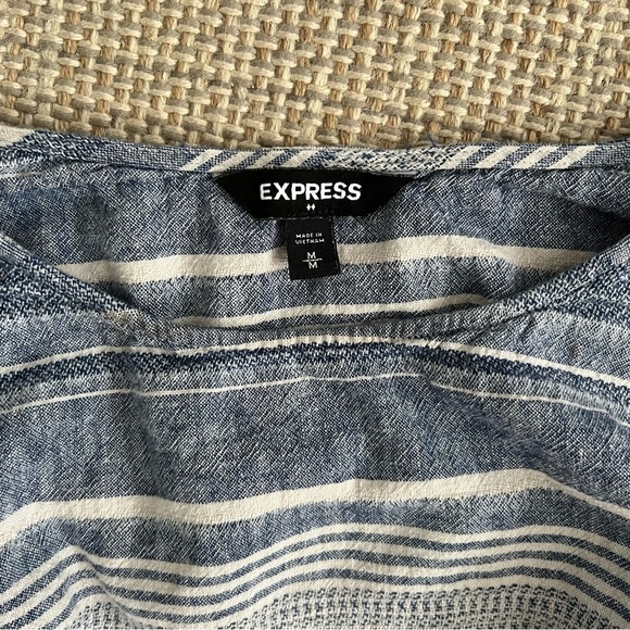 Express Blue and White Stripe Babydoll Wrap Dress - Picture 4 of 6